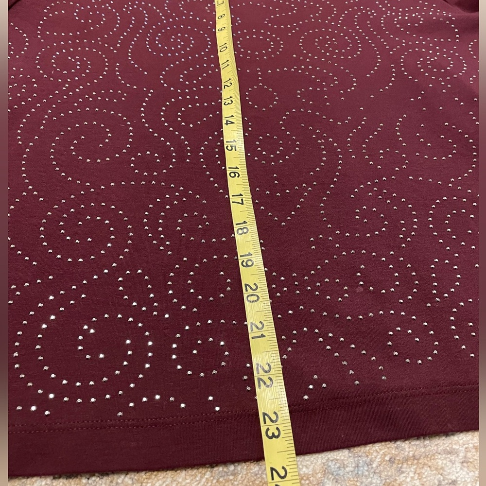 Chico’s Embellished Long Sleeve Burgundy Top Sz 3 (XL/16) - Picture 5 of 8
